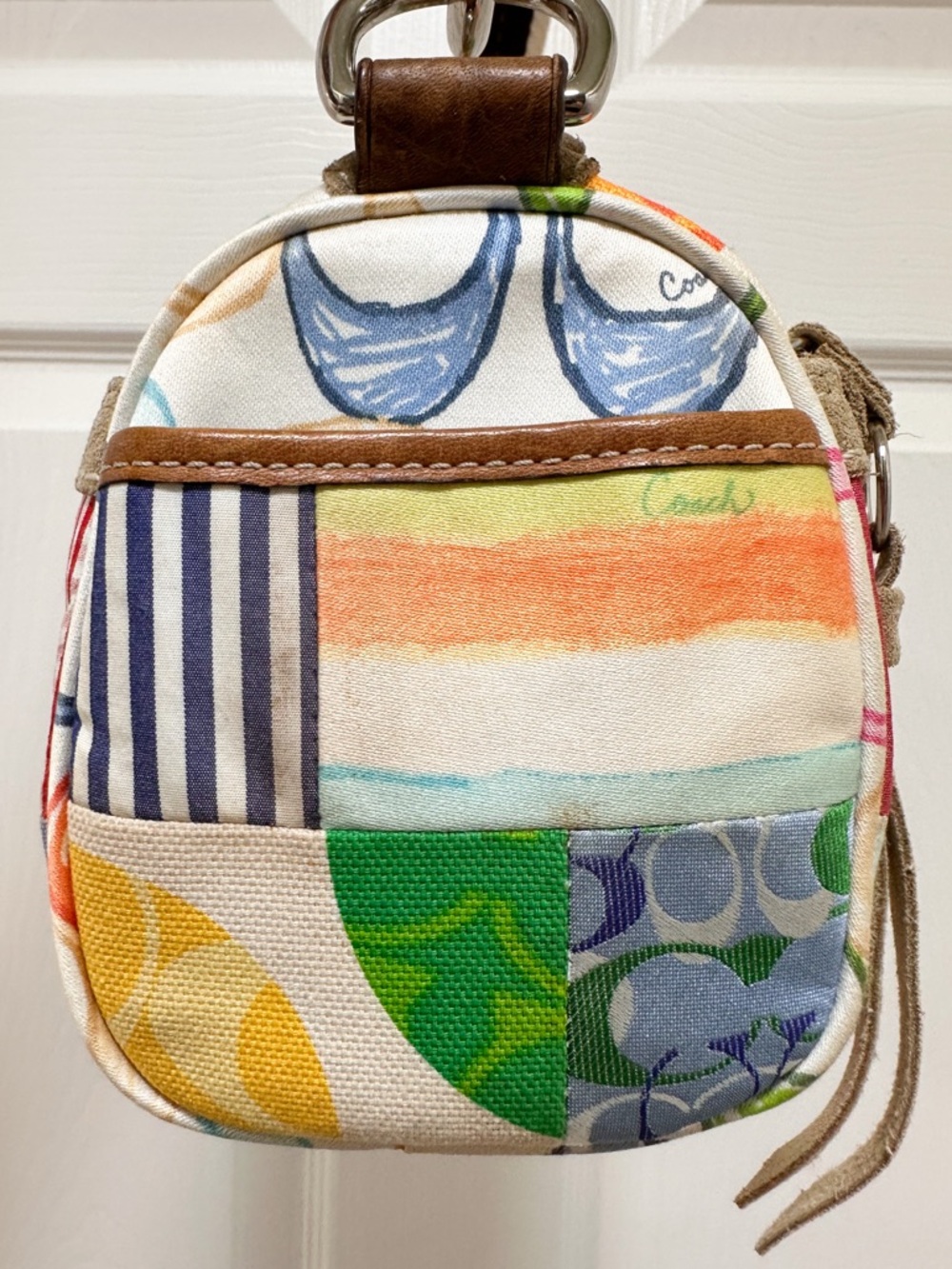 Coach Scribble Patchwork Multicolor Canvas Leather Baguette Shoulder Bag Y2K - Picture 10 of 16